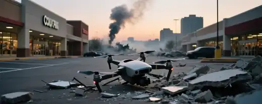 Небесная угроза: дрон обрушился на парковку брянского ТЦ